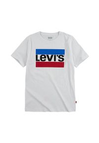 Levi's® - Levi's T-shirt dziecięcy kolor biały z nadrukiem. Okazja: na spotkanie biznesowe, na co dzień. Kolor: biały. Materiał: dzianina. Wzór: nadruk. Styl: biznesowy, casual #1