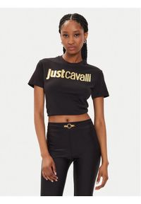 Just Cavalli T-Shirt 76PAHG11 Czarny Slim Fit. Kolor: czarny. Materiał: bawełna