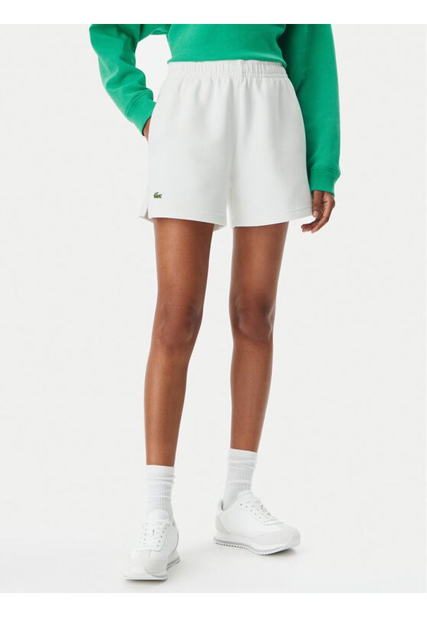 Lacoste Szorty sportowe GF9606 Biały Regular Fit. Kolor: biały. Materiał: bawełna