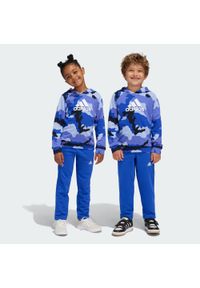 Adidas - Zestaw Essentials Allover Print Hoodie Kids. Kolor: niebieski, wielokolorowy, biały. Materiał: materiał. Wzór: nadruk