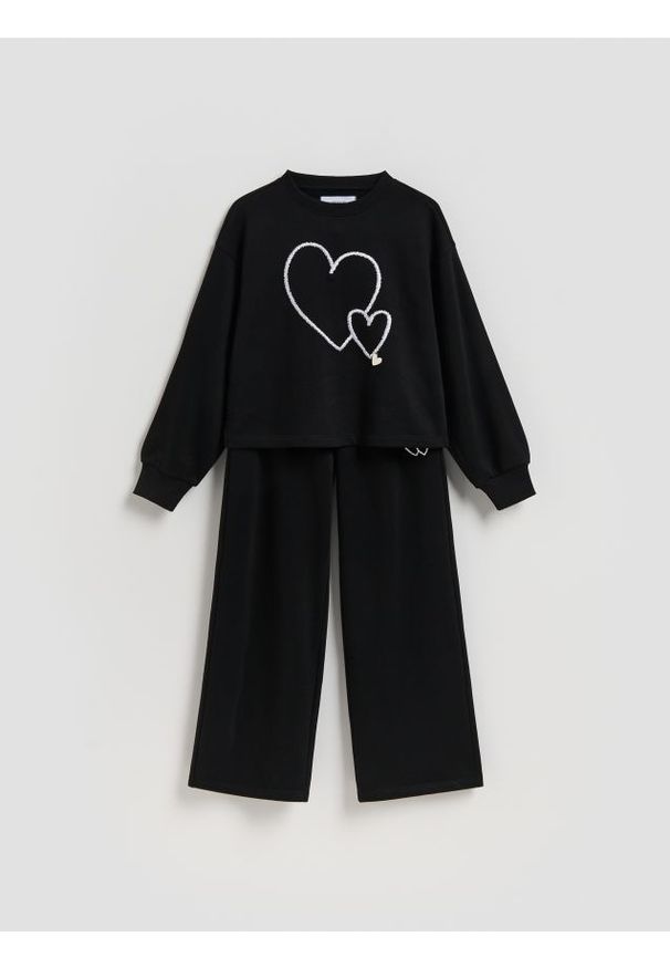 Reserved - Bawełniany komplet - czarny. Kolor: czarny. Materiał: bawełna