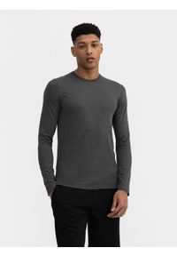 4f - Longsleeve slim gładki męski. Kolor: szary. Materiał: dzianina, elastan. Długość rękawa: długi rękaw. Wzór: gładki