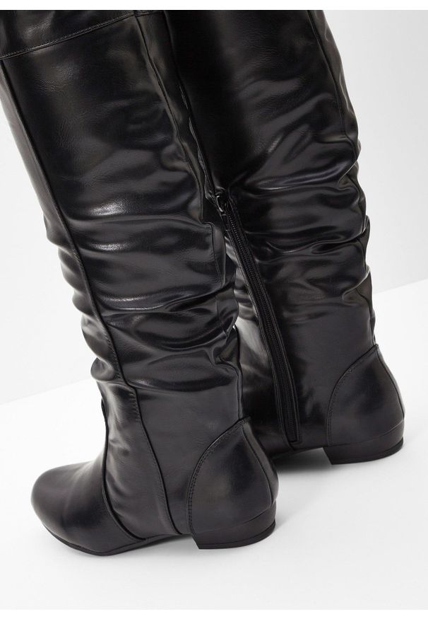 bonprix - Kozaki za kolano. Okazja: na co dzień. Wysokość cholewki: za kolano. Zapięcie: zamek. Kolor: czarny. Szerokość cholewki: normalna. Obcas: na obcasie. Styl: casual. Wysokość obcasa: niski