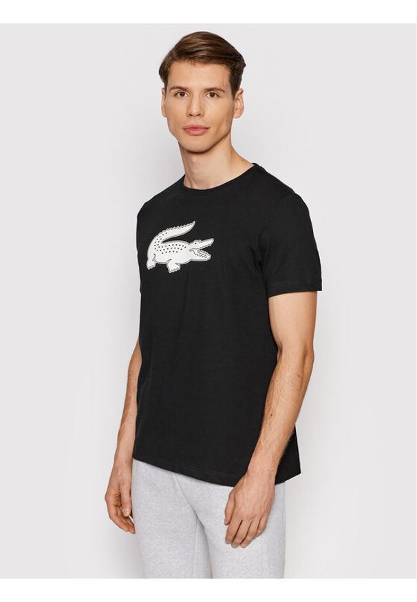 Lacoste T-Shirt TH2042 Czarny Regular Fit. Kolor: czarny. Materiał: bawełna
