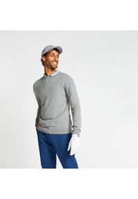 INESIS - Sweter do golfa MW500 męski. Typ kołnierza: golf. Kolor: szary. Materiał: materiał, bawełna. Sport: golf