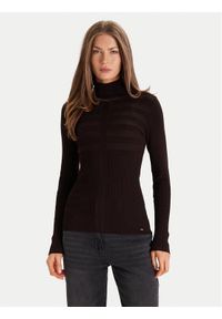 Morgan Golf 132-MENTOS.M Brązowy Slim Fit. Typ kołnierza: golf. Kolor: brązowy. Materiał: wiskoza #1