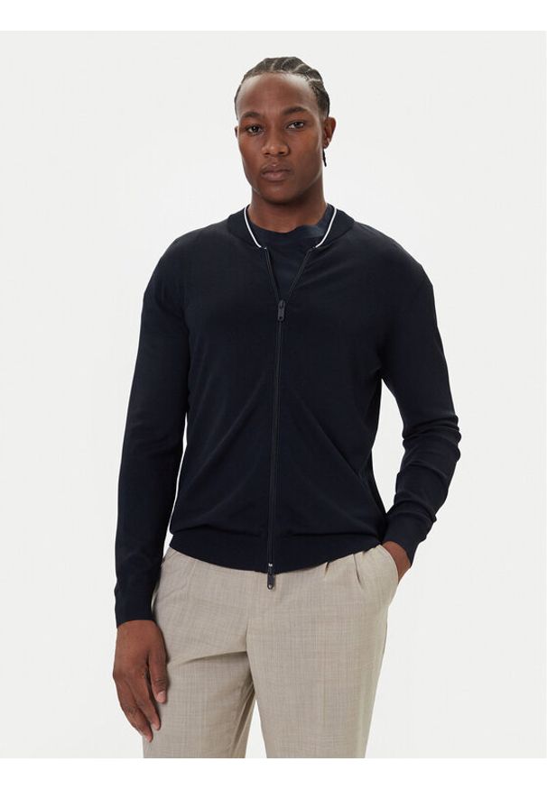 Bugatti Sweter 7600-85570D Granatowy Regular Fit. Kolor: niebieski. Materiał: syntetyk