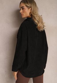 Renee - Czarna Koszula z Guzikami ze Sztruksowego Materiału Ilwenita. Kolor: czarny. Materiał: materiał, sztruks. Styl: elegancki #4