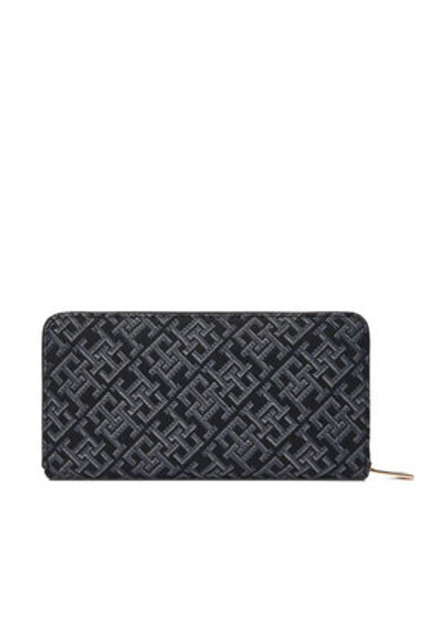 TOMMY HILFIGER - Tommy Hilfiger Duży Portfel Damski Icon Lrg Za Jacquard AW0AW17956 Czarny. Kolor: czarny. Materiał: materiał