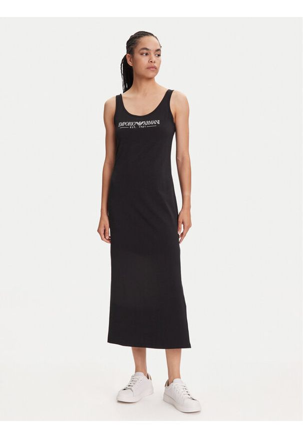 Emporio Armani Underwear Sukienka codzienna EW000494 AF10881 UC001 Czarny Regular Fit. Okazja: na co dzień. Kolor: czarny. Materiał: bawełna. Typ sukienki: proste. Styl: casual