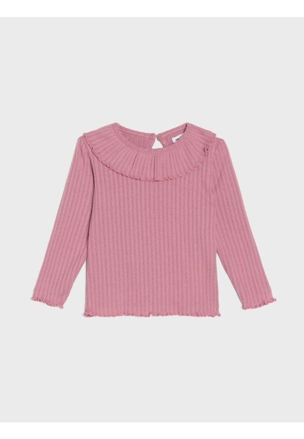 Sinsay - Bluzka z długimi rękawami - różowy. Kolor: różowy. Długość rękawa: długi rękaw. Długość: długie