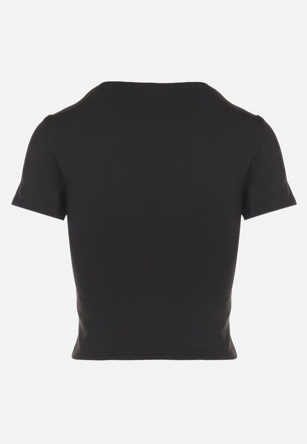 Born2be - Czarny T-shirt Krótki z Wiskozą Eframera. Okazja: na co dzień. Kolor: czarny. Materiał: wiskoza. Długość: krótkie. Styl: sportowy, casual