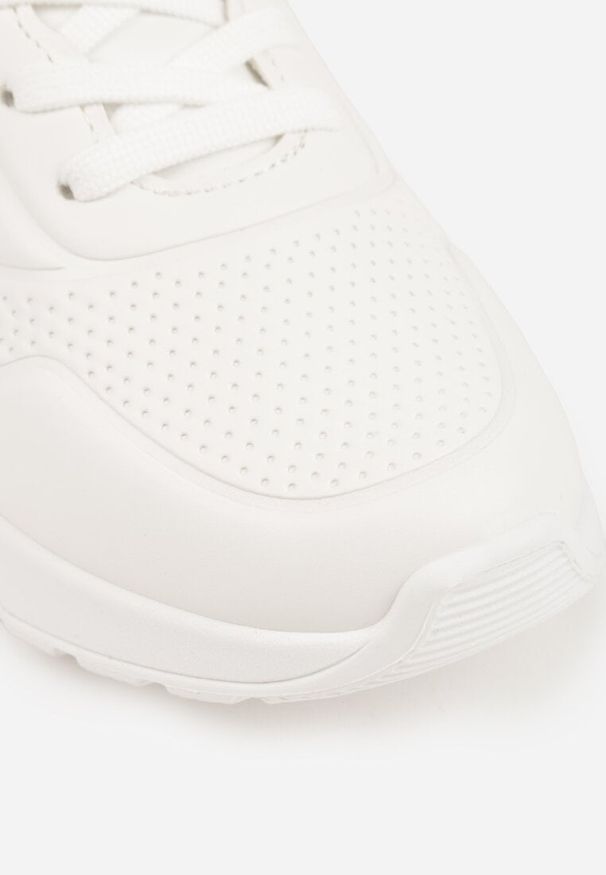 Renee - Białe Sneakersy na Platformie z Transparentną Wstawką przy Podeszwie Riovira. Kolor: biały. Obcas: na platformie