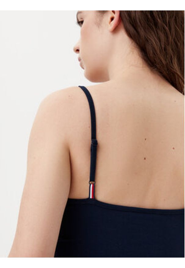Tommy Jeans Top Essential DW0DW20675 Granatowy Slim Fit. Kolor: niebieski. Materiał: bawełna