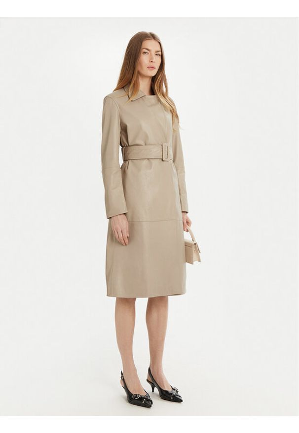 Marella Trencz Baltico 2513441031 Beżowy Regular Fit. Kolor: beżowy. Materiał: skóra