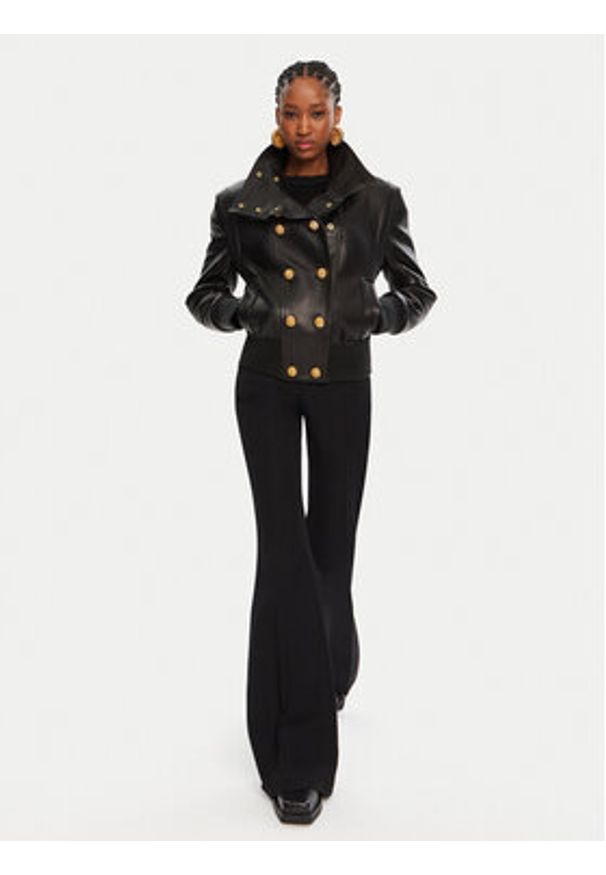 Balmain Kurtka skórzana DF0TH275LC62 Czarny Regular Fit. Kolor: czarny. Materiał: skóra
