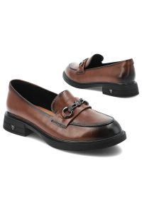 Mokasyny damskie Vinceza, skóra naturalna wsuwany fason klasyczny loafer ozdobna klamra stabilny niski obcas solidna podeszwa, brązowe, 39991. Zapięcie: klamry. Kolor: brązowy. Materiał: skóra. Obcas: na obcasie. Styl: klasyczny. Wysokość obcasa: niski #5