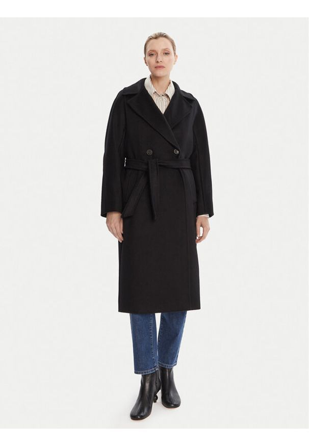 Weekend Max Mara Płaszcz wełniany Resina 2525016031 Czarny Regular Fit. Kolor: czarny. Materiał: wełna