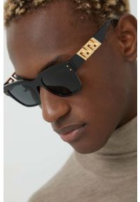 VERSACE - Versace okulary przeciwsłoneczne męskie kolor czarny. Kształt: prostokątne. Kolor: czarny #3