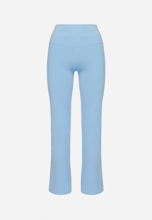 Born2be - Niebieskie Legginsy Dzwony z Wysokim Stanem i Szeroką Gumką w Talii Idoreia. Okazja: na co dzień. Stan: podwyższony. Kolor: niebieski. Styl: elegancki, casual