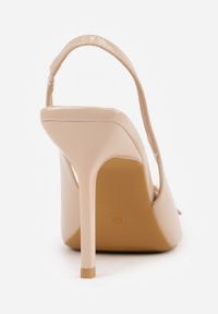 Renee - Ciemnobeżowe Sandały Lakierowane VICES na Szpilce Slingback z Metaliczną Klamrą Harmonia. Zapięcie: klamry. Kolor: beżowy. Materiał: lakier. Obcas: na szpilce. Styl: glamour, elegancki #8