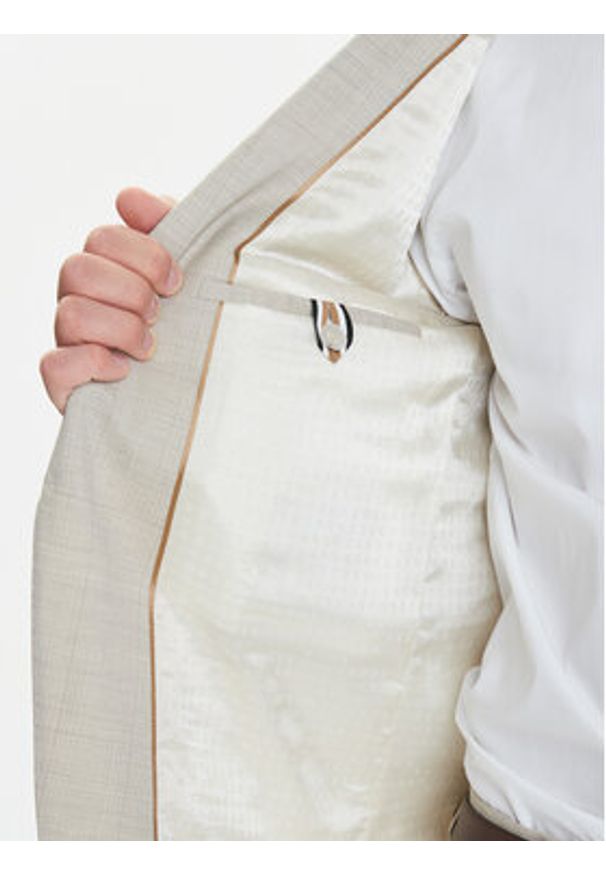 BOSS Garnitur H-Huge 50546099 Beżowy Slim Fit. Kolor: beżowy. Materiał: wełna