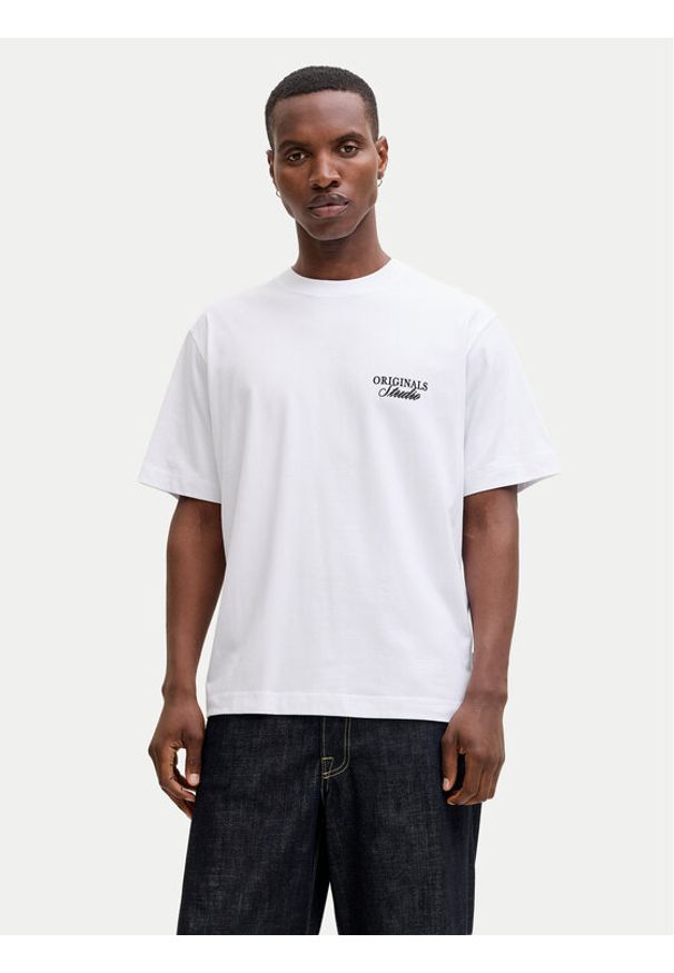 Jack & Jones T-Shirt Norrebro Typo 12282898 Biały Regular Fit. Kolor: biały. Materiał: bawełna