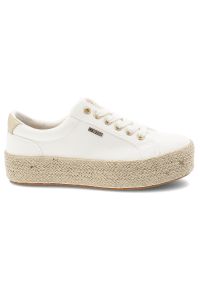Big-Star - Trampki damskie Big Star, sznurowany fason platforma z plecionki jutowej złote detale lekka podeszwa modny letni styl, białe, TT274349. Zapięcie: sznurówki. Kolor: biały. Sezon: lato. Obcas: na platformie #3