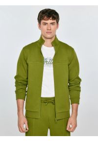 Big-Star - Bluza męska rozpinana ze stójką khaki Wlador 301. Okazja: na co dzień. Typ kołnierza: kołnierzyk stójkowy. Kolor: zielony. Materiał: dzianina, dresówka, materiał. Wzór: ze splotem, nadruk. Styl: klasyczny, casual #1