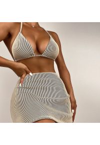 Intica - Bikini z pareo na plażę z elastycznego materiału Lorenzina. Kolor: biały. Materiał: materiał #3