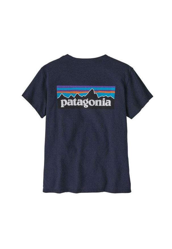 Patagonia - Koszulka trekkingowa damska P-6 Logo Responsibili-Tee Women. Kolor: niebieski. Długość rękawa: krótki rękaw. Długość: krótkie