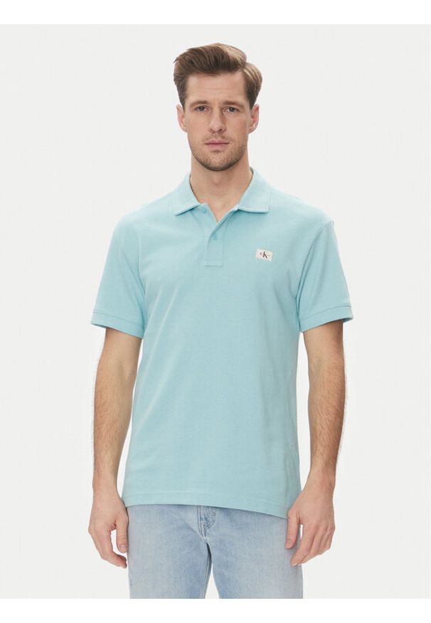 Calvin Klein Jeans Polo J30J327040 Zielony Regular Fit. Typ kołnierza: polo. Kolor: zielony. Materiał: bawełna