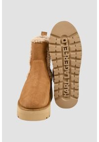 Karl Lagerfeld - KARL LAGERFELD Karmelowe damskie śniegowce SKYLAR, Rozmiar 38. Kolor: brązowy. Materiał: zamsz, futro. Szerokość cholewki: normalna #6