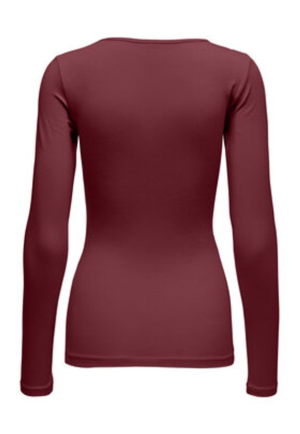 only - ONLY Bluzka Live Love 15204712 Bordowy Stretch Fit. Kolor: czerwony. Materiał: bawełna