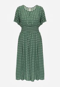 Renee - Zielona Bawełniana Sukienka o Rozkloszowanym Fasonie w Kropki Tolimirae. Okazja: na co dzień. Kolor: zielony. Materiał: bawełna. Długość rękawa: krótki rękaw. Wzór: kropki. Sezon: lato. Typ sukienki: rozkloszowane. Styl: casual #3