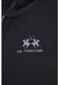 La Martina bluza bawełniana męska kolor czarny z kapturem gładka. Okazja: na co dzień. Typ kołnierza: kaptur. Kolor: czarny. Materiał: bawełna. Wzór: gładki. Styl: casual #5