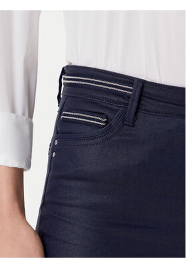 Morgan Spodnie materiałowe 212-PALONA Granatowy Slim Fit. Kolor: niebieski. Materiał: bawełna, syntetyk