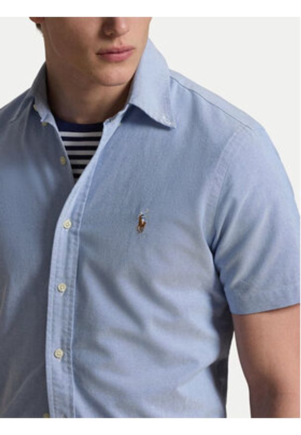 Polo Ralph Lauren Koszula 710850782001 Błękitny Custom Fit. Typ kołnierza: polo. Kolor: niebieski. Materiał: bawełna