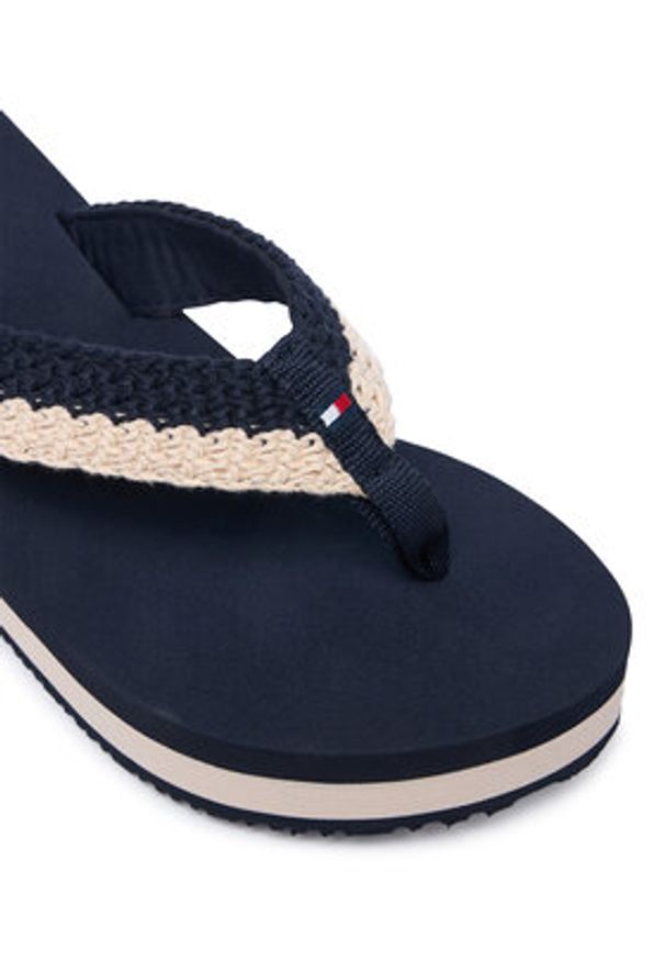 TOMMY HILFIGER - Tommy Hilfiger Japonki Th Wedge Crochet Summer Sandal FW0FW09420 Granatowy. Kolor: niebieski. Materiał: materiał