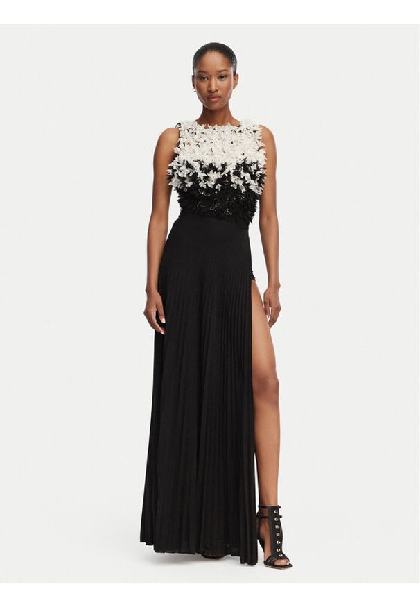 Elisabetta Franchi Sukienka wieczorowa AB-R44-62E2 Czarny Slim Fit. Kolor: czarny. Materiał: syntetyk. Styl: wizytowy