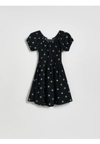 Reserved - Wzorzysta sukienka - czarny. Kolor: czarny. Materiał: dzianina #1