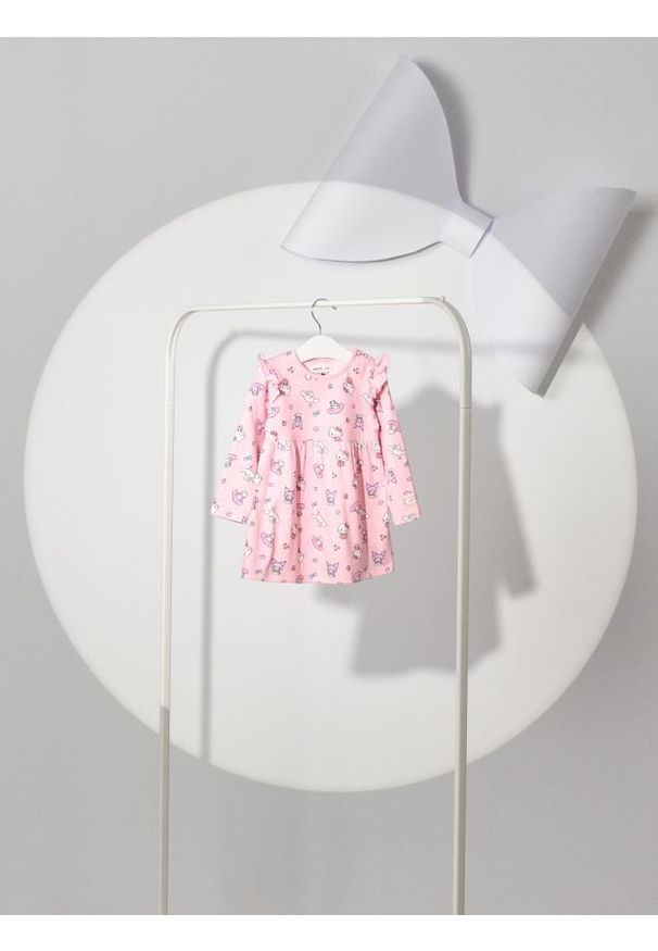 Sinsay - Sukienka rozkloszowana Hello Kitty - różowy. Kolor: różowy. Wzór: motyw z bajki