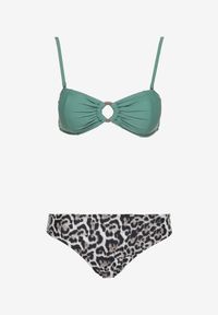 Renee - Ciemnozielone Bikini w Panterkę na Cienkich Ramiączkach Naiahes. Kolor: zielony. Materiał: tkanina. Wzór: motyw zwierzęcy #3