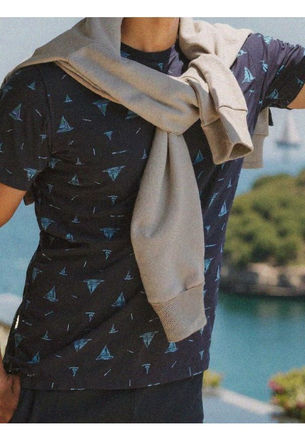 Sinsay - Koszulka - granatowy. Kolor: niebieski