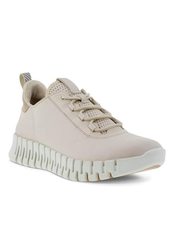ecco - Buty do biegania damskie Ecco Sneaker Gruuv Lea. Zapięcie: sznurówki. Kolor: beżowy. Materiał: skóra, guma. Szerokość cholewki: normalna