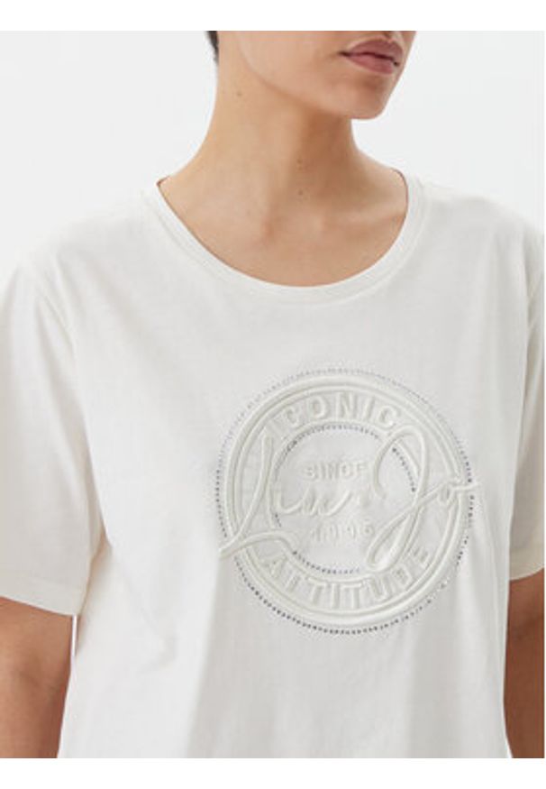 Liu Jo Sport T-Shirt TA5174 JS923 Écru Regular Fit. Materiał: bawełna. Styl: sportowy