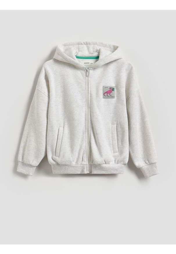 Reserved - Bluza oversize z kapturem - jasnoszary. Typ kołnierza: kaptur. Kolor: szary. Materiał: dzianina, bawełna