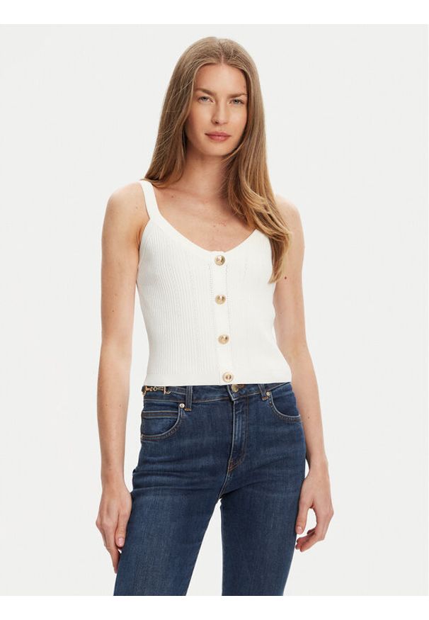 Guess Top W5YR10 Z0130 Biały Regular Fit. Kolor: biały. Materiał: syntetyk