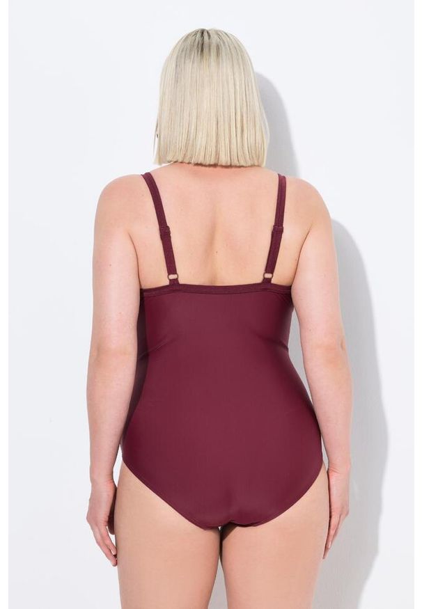 ULLA POPKEN - Damski Strój kąpielowy bez miękkich miseczek regulowane ramiączka z recyklingu. Kolekcja: plus size. Kolor: niebieski. Materiał: elastan, poliamid, materiał