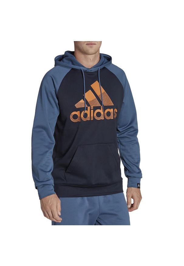 Adidas - Bluza adidas Aeroready Game And Go Big Logo Hoodie HK9827 - granatowo-niebieska. Typ kołnierza: kaptur. Kolor: niebieski. Materiał: poliester. Wzór: aplikacja. Styl: sportowy, klasyczny